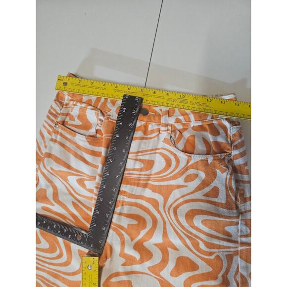 Shein Icon High Waisted Orange White Groovy Jeans Women's 6 US 3529 - Picture 6 of 8